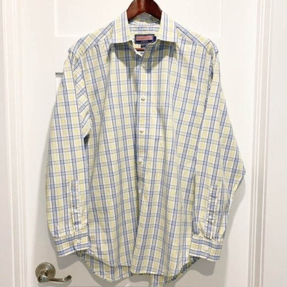 Vineyard Vines Medium M Baron Shirt Blue Yellow Plaid Button Up - Size M - Picture 1 of 8